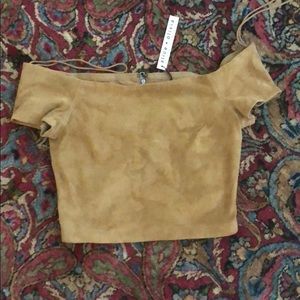 Alice + Olivia lamb leather crop top